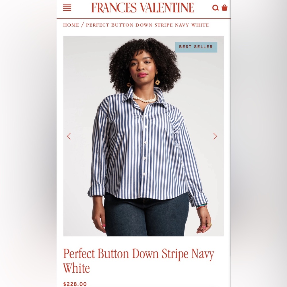 Frances Valentine - Perfect Button Down Stripe Navy White